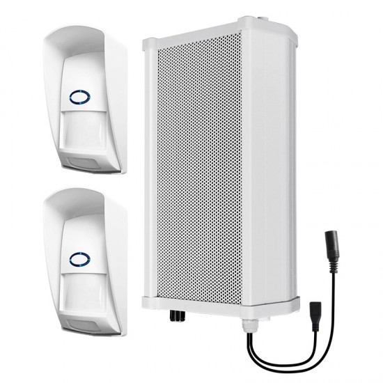 Wireless PIR Motion Activated Audio Player for Outdoor Use Weatherproof Sound Player Triggered by Two Wireless PIR Detectors