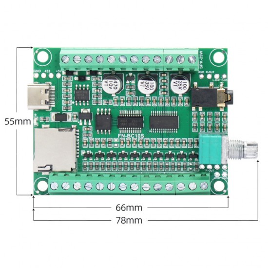 10 Button Trigggered Audio Player Sound Board UART and RS485 Serial MP3 Player Voice Module with 25W x 2 Amplifier