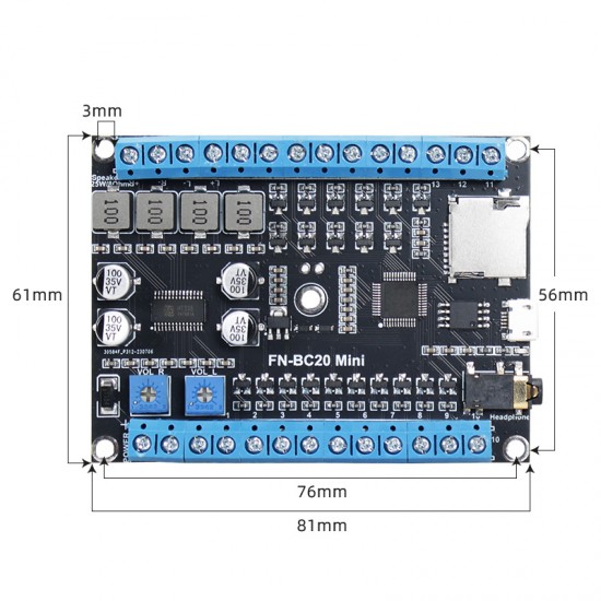 20 Trigger MP3 Player Sound Board 20 Button Triggered Sound Module with 25W x2 Amplifier