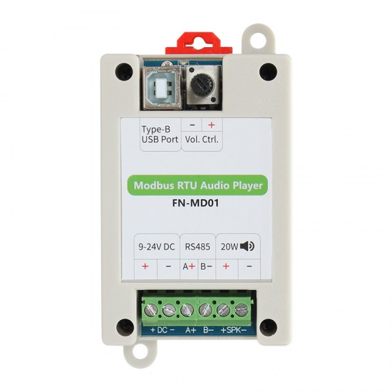 Modbus RTU Audio Player RS485 Modbus RTU MP3 Player with 20W Amplifier Modbus RTU Audio Player RS485 Modbus RTU MP3 Player with 20W Amplifier